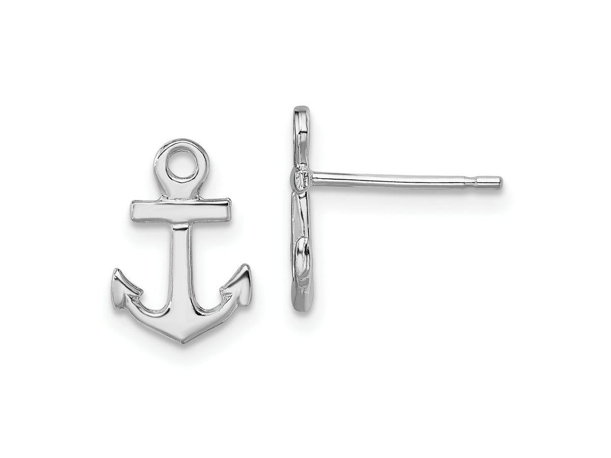 FJC Finejewelers 925 Sterling Silver Button Polished Mini Anchor Post Earrings 12 mm x 8 mm