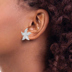 FJC Finejewelers 925 Sterling Silver Button Polished Starfish Post Earrings 21 mm x 24 mm