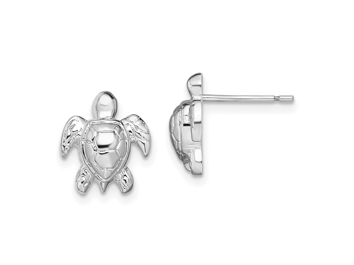 FJC Finejewelers 925 Sterling Silver Button Polished Mini Sea Turtle Post Earrings 13 mm x 11 mm