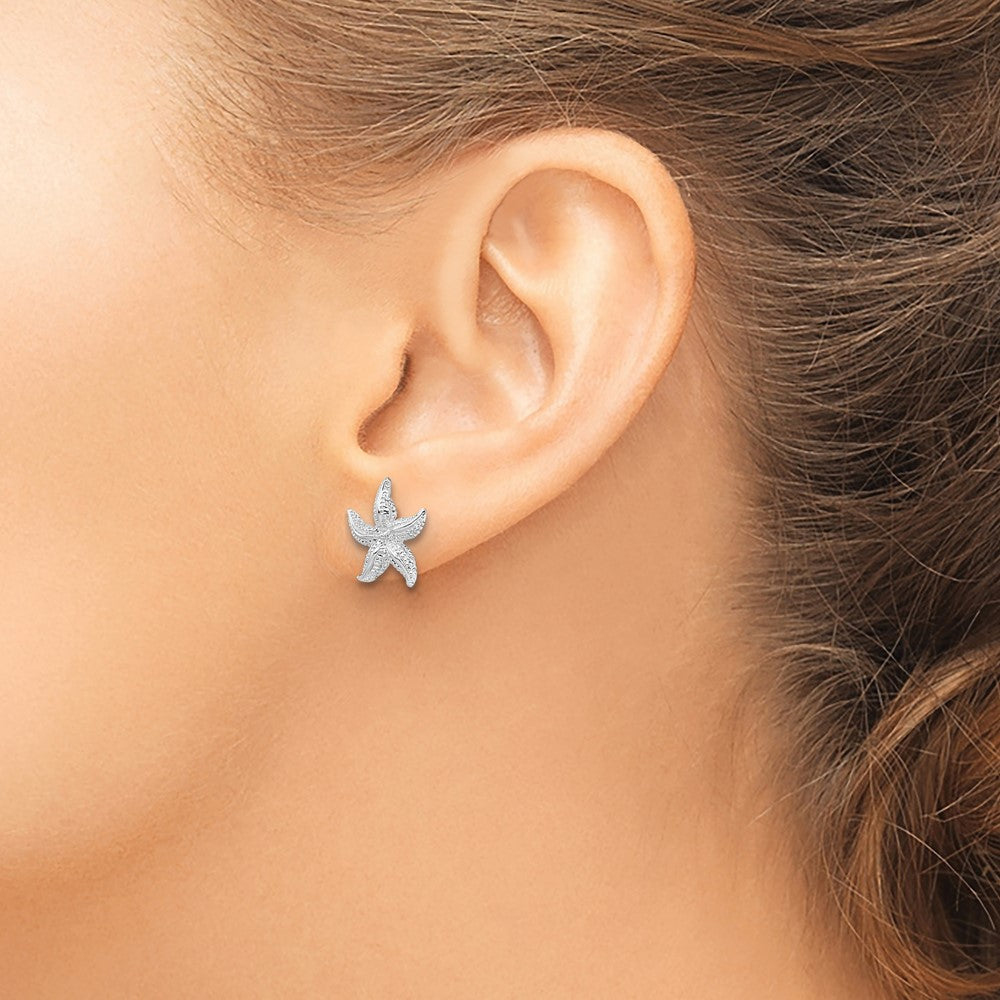 FJC Finejewelers 925 Sterling Silver Button Polished Starfish Post Earrings 14 mm x 12 mm