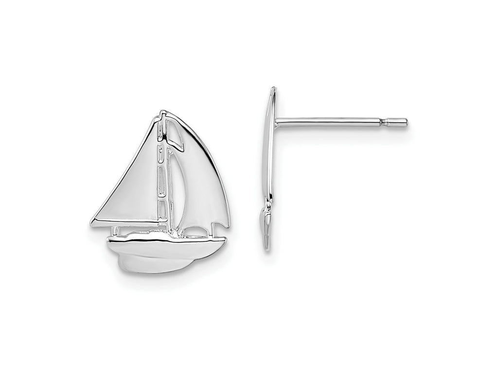 FJC Finejewelers 925 Sterling Silver Button Polished Small Sailboat Post Earrings 13 mm x 11 mm