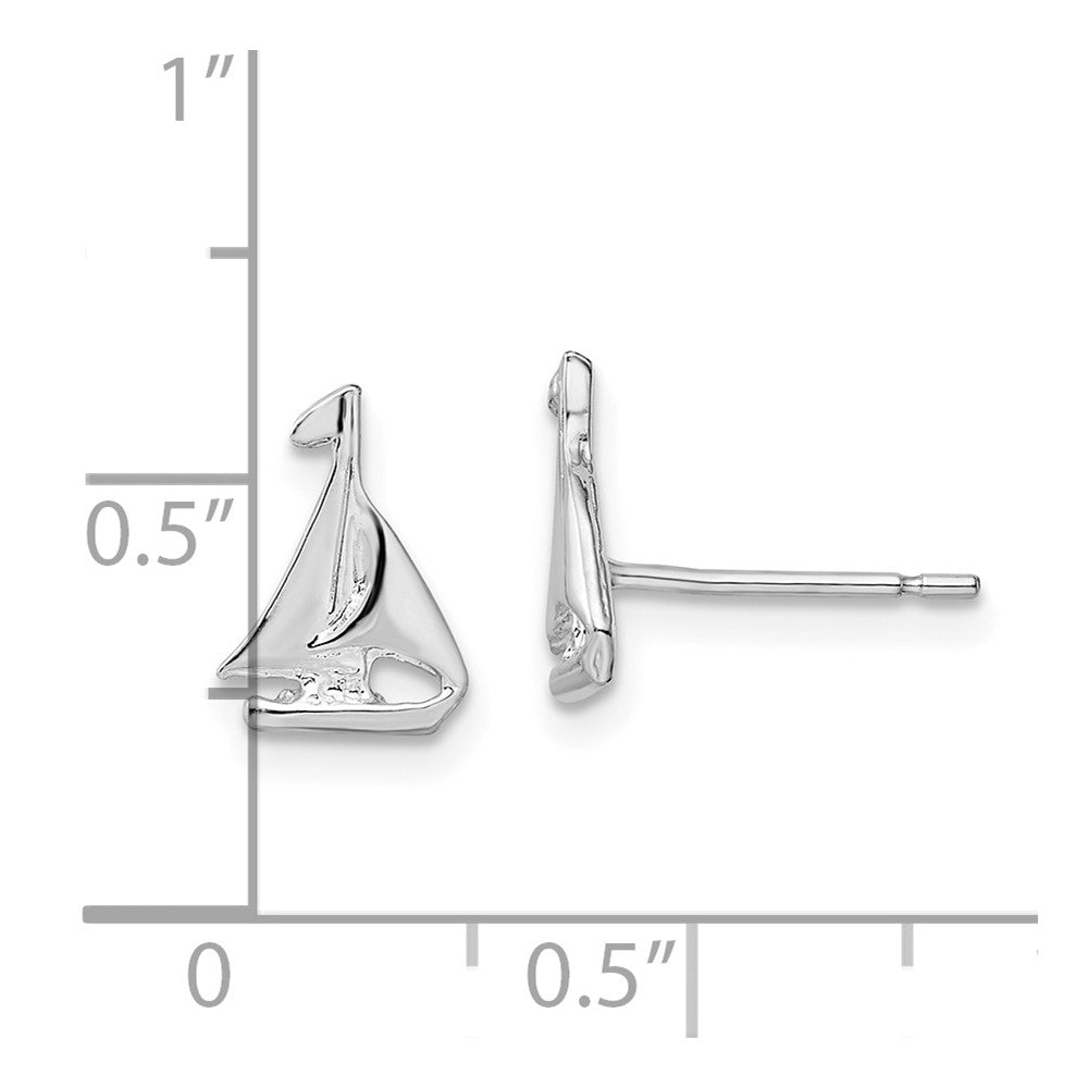 FJC Finejewelers 925 Sterling Silver Button Polished Mini Sailboat Post Earrings 10 mm x 7 mm