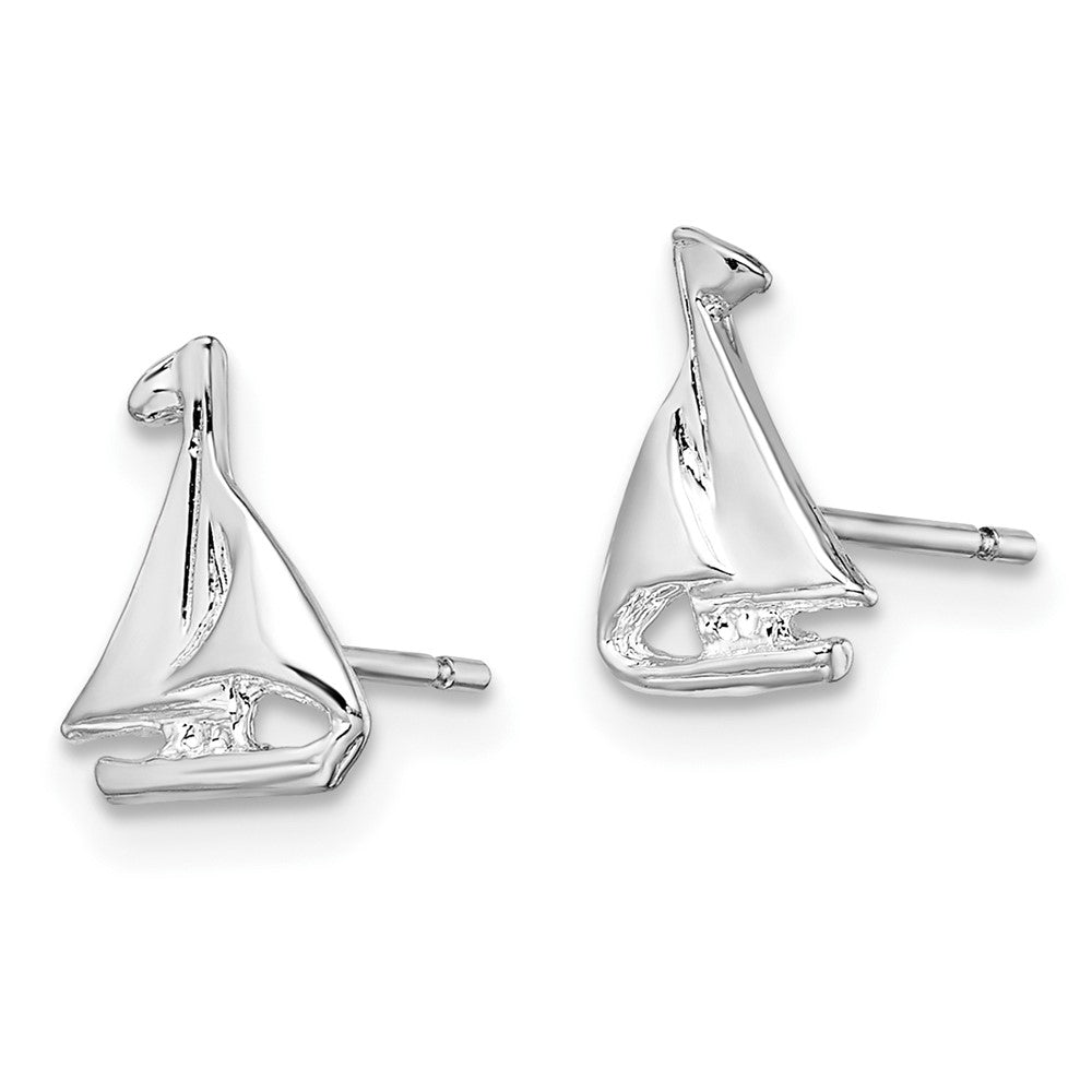 FJC Finejewelers 925 Sterling Silver Button Polished Mini Sailboat Post Earrings 10 mm x 7 mm