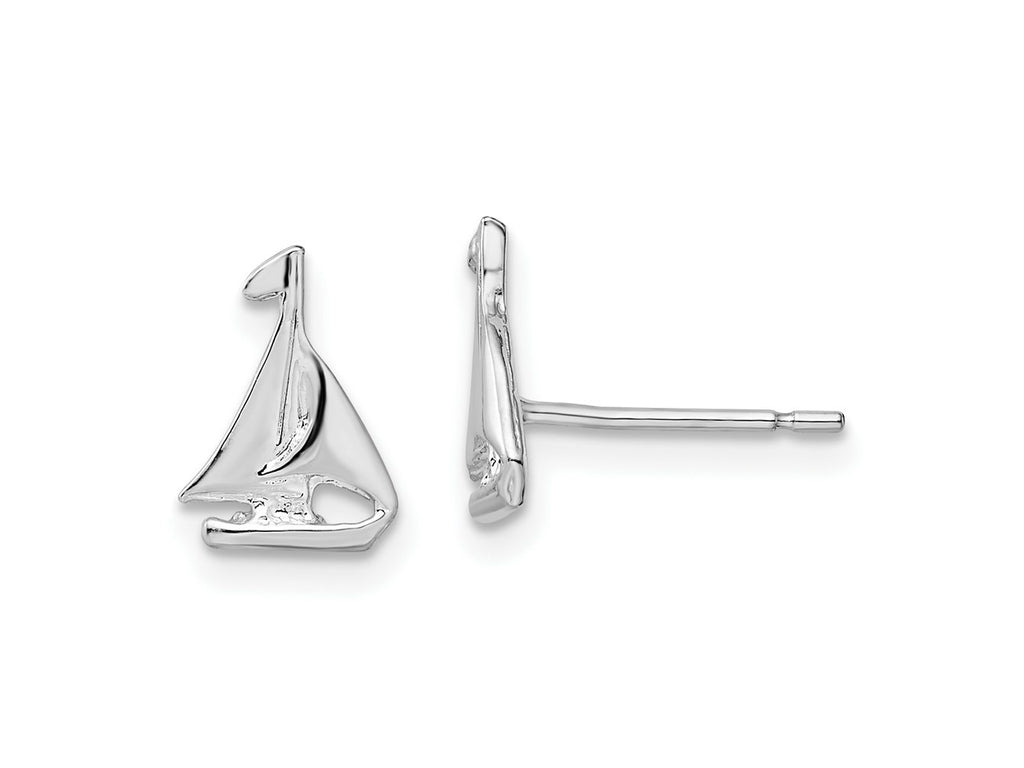 FJC Finejewelers 925 Sterling Silver Button Polished Mini Sailboat Post Earrings 10 mm x 7 mm