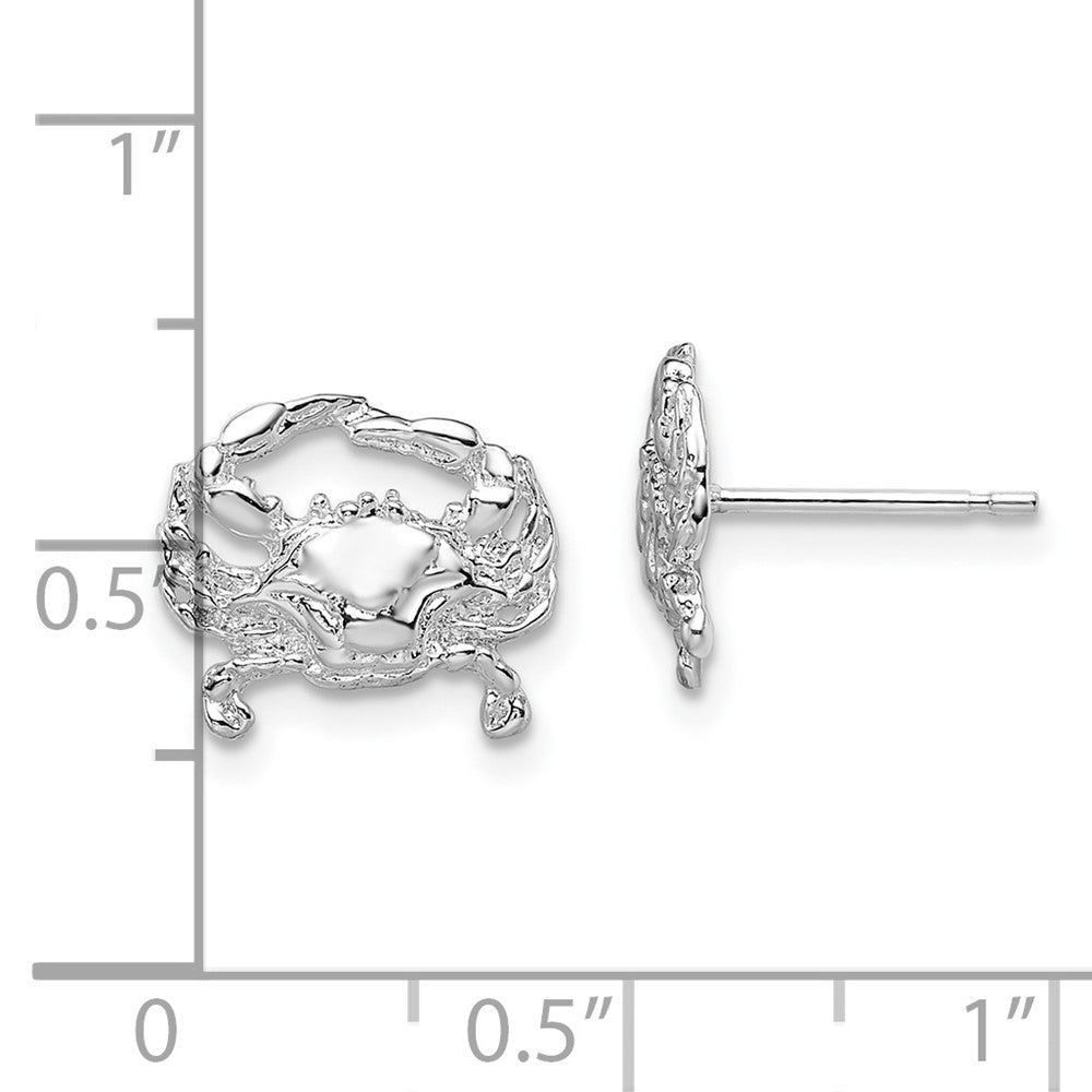 FJC Finejewelers 925 Sterling Silver Button Polished Small Blue Crab Post Earrings 11 mm x 12 mm