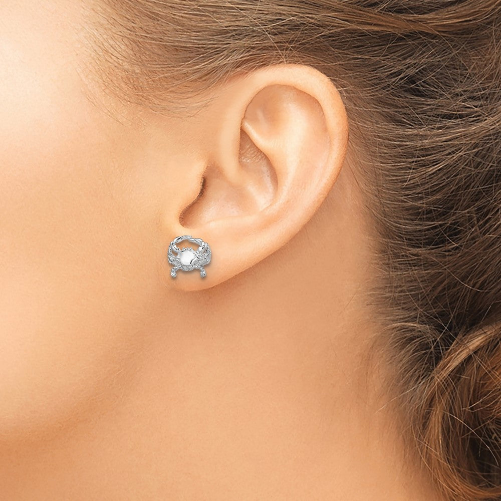 FJC Finejewelers 925 Sterling Silver Button Polished Small Blue Crab Post Earrings 11 mm x 12 mm
