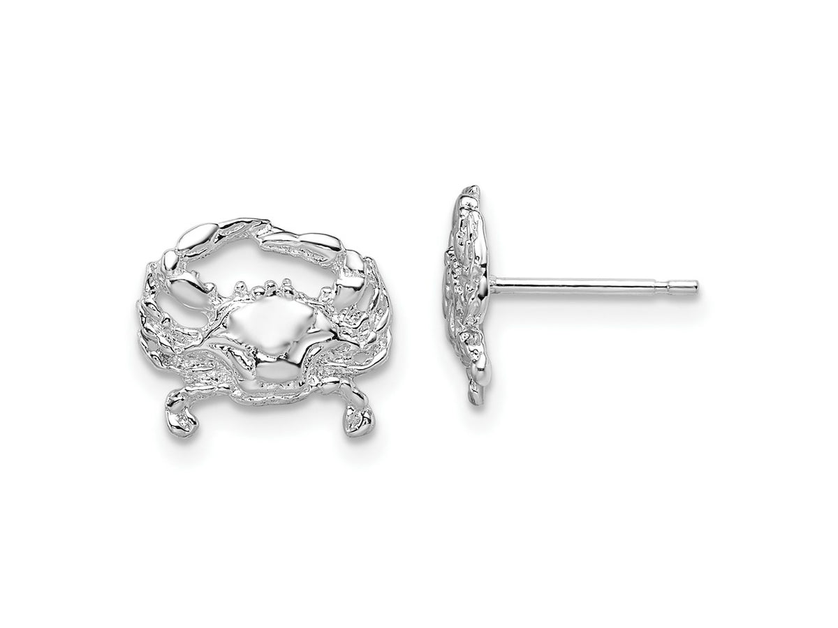 FJC Finejewelers 925 Sterling Silver Button Polished Small Blue Crab Post Earrings 11 mm x 12 mm