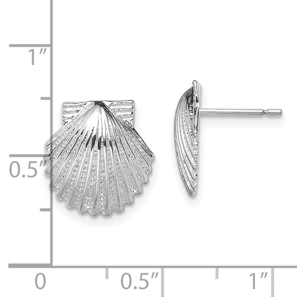 FJC Finejewelers 925 Sterling Silver Button Polished Scallop Shell Post Earrings 14 mm x 13 mm
