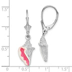 FJC Finejewelers 925 Sterling Silver Dangle Enamel Small Conch Shell Leverback Earrings 37 x 11 mm