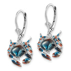 FJC Finejewelers 925 Sterling Silver Dangle Polished Enameled Stone Crab Leverback Earrings 32 x 17 mm