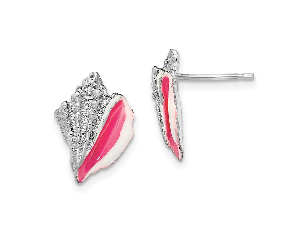 FJC Finejewelers 925 Sterling Silver Button Polished Enameled Conch Shell Post Earrings 15 x 11 mm