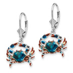 FJC Finejewelers 925 Sterling Silver Dangle Polished Enameled Blue Crab Leverback Earrings 32 x 19 mm