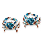 FJC Finejewelers 925 Sterling Silver Button Polished Enameled Blue Crab Post Earrings 14 x 18 mm