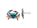 FJC Finejewelers 925 Sterling Silver Button Polished Enameled Blue Crab Post Earrings 14 x 18 mm