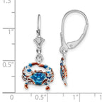 FJC Finejewelers 925 Sterling Silver Dangle Enameled Blue Crab Leverback Earrings 30 mm x 12 mm