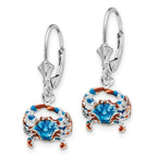 FJC Finejewelers 925 Sterling Silver Dangle Enameled Blue Crab Leverback Earrings 30 mm x 12 mm