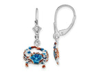FJC Finejewelers 925 Sterling Silver Dangle Enameled Blue Crab Leverback Earrings 30 mm x 12 mm