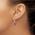 FJC Finejewelers 925 Sterling Silver Dangle Polished Enameled Red Hibiscus Leverback Earrings 30 x 11 mm