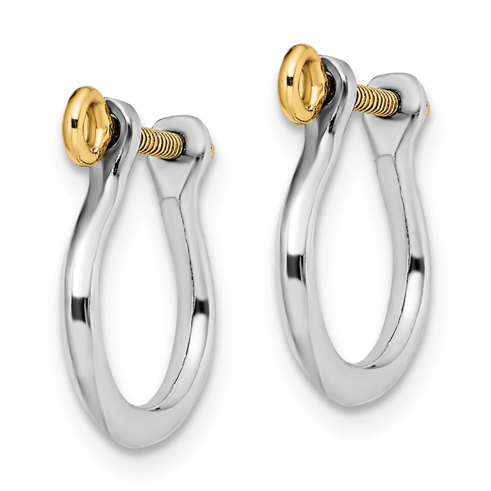 FJC Finejewelers Sterling Silver and 14k Gold Dangle 3D Small Shackle with Screw Earrings 14 x 12 mm
