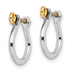 FJC Finejewelers Sterling Silver and 14k Gold Dangle 3D Small Shackle with Screw Earrings 14 x 12 mm