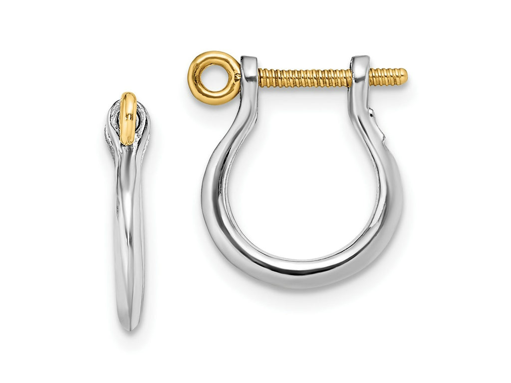 FJC Finejewelers Sterling Silver and 14k Gold Dangle 3D Small Shackle with Screw Earrings 14 x 12 mm