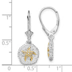FJC Finejewelers Sterling Silver and14k Gold Dangle Sand Dollar with Starfish Leverback Earrings