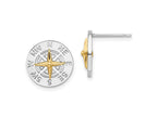 FJC Finejewelers Sterling Silver and 14k Gold Dangle Polished Mini Compass with Needle Post Earrings