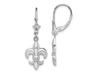 FJC Finejewelers 925 Sterling Silver Dangle Polished Small Fleur de Lis Leverback Earrings 33 mm