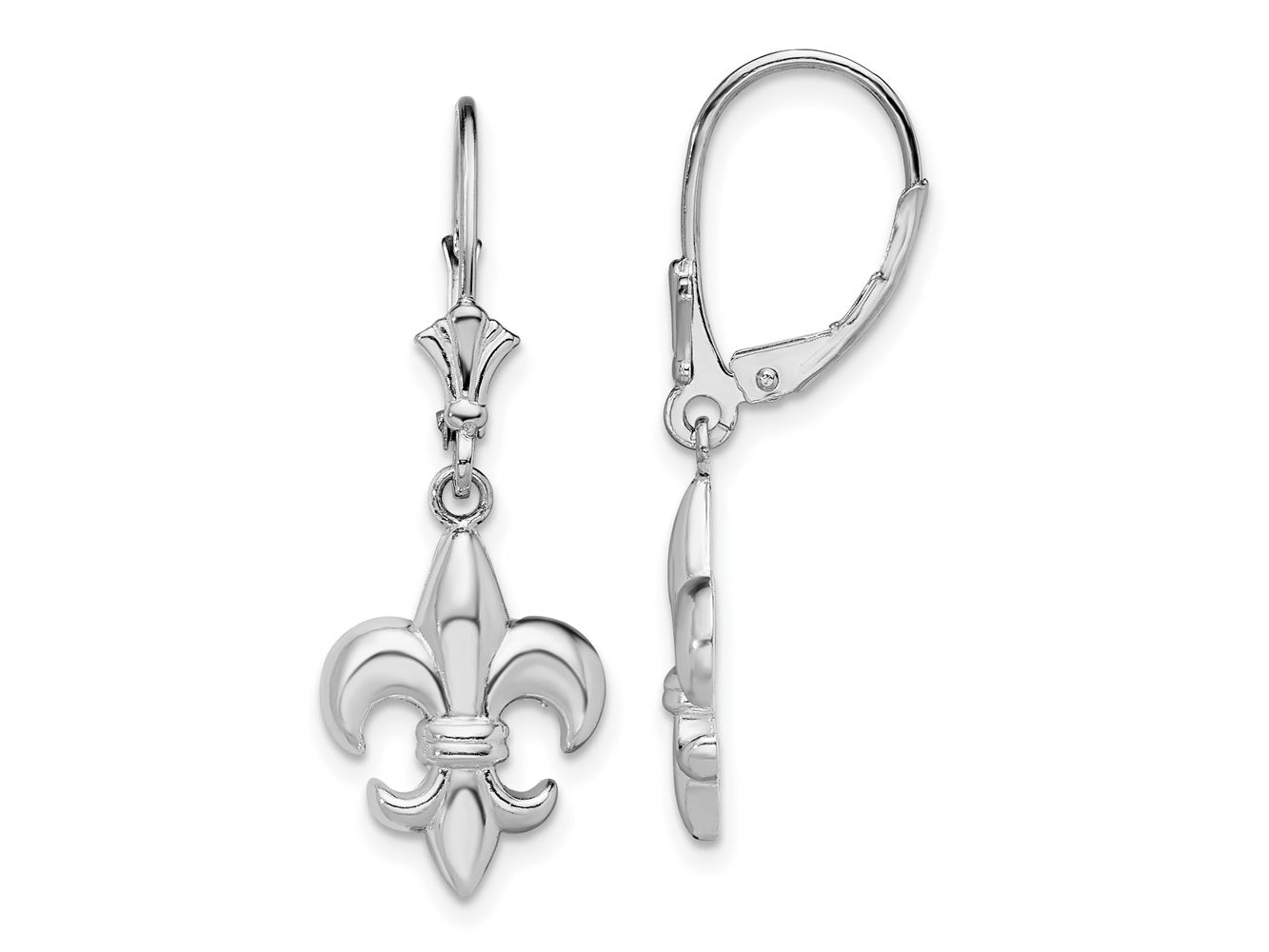 FJC Finejewelers 925 Sterling Silver Dangle Polished Small Fleur de Lis Leverback Earrings 33 mm