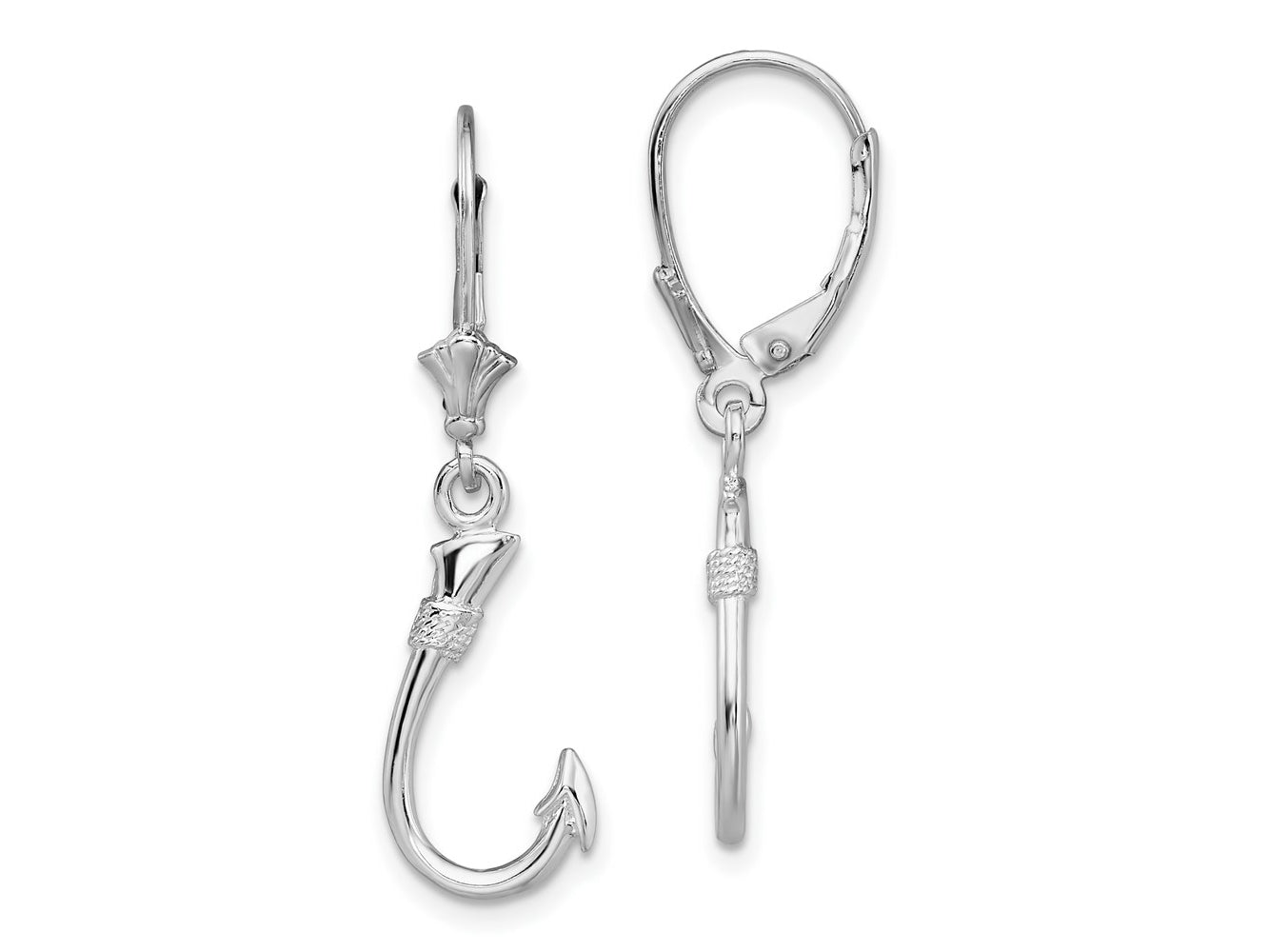 FJC Finejewelers 925 Sterling Silver Dangle Polished 3D Fish Hook Leverback Earrings 34 mm x 9 mm