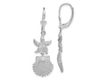 FJC Finejewelers 925 Sterling Silver Dangle Polished Starfish and Shell Leverback Earrings 43 x 13 mm
