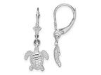 FJC Finejewelers 925 Sterling Silver Dangle Polished Mini Sea Turtle Leverback Earrings 30 mm x 11 mm