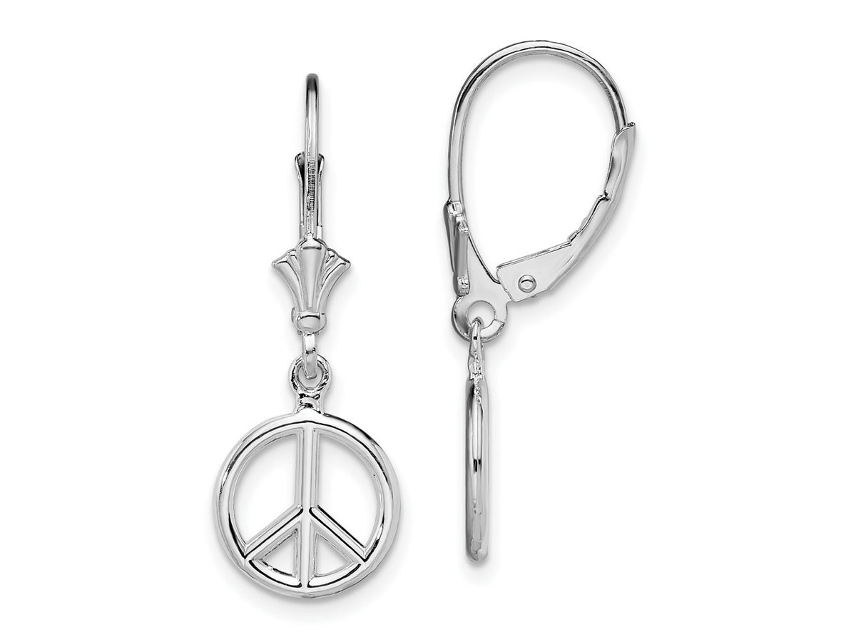 FJC Finejewelers 925 Sterling Silver Dangle Polished 3D Peace Symbol Leverback Earrings 30 x 10 mm
