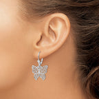 FJC Finejewelers 925 Sterling Silver Dangle Polished Filigree Butterfly Leverback Earrings 33 mm x 20 mm