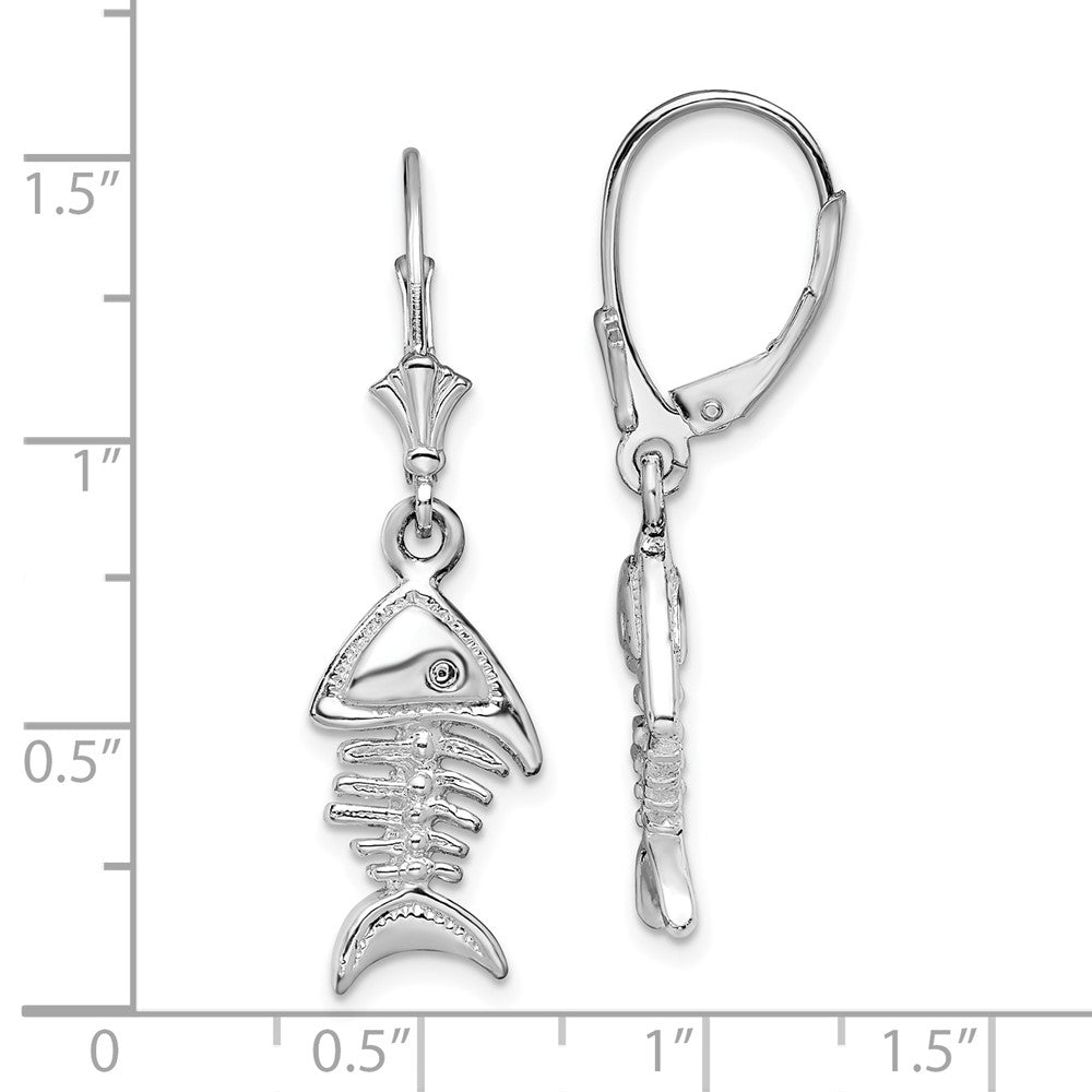 FJC Finejewelers 925 Sterling Silver Dangle Polished 3D Fishbone Leverback Earrings 37 mm x 10 mm
