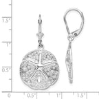 FJC Finejewelers 925 Sterling Silver Dangle Sand Dollar with Starfish Leverback Earrings 38 mm x 20 mm