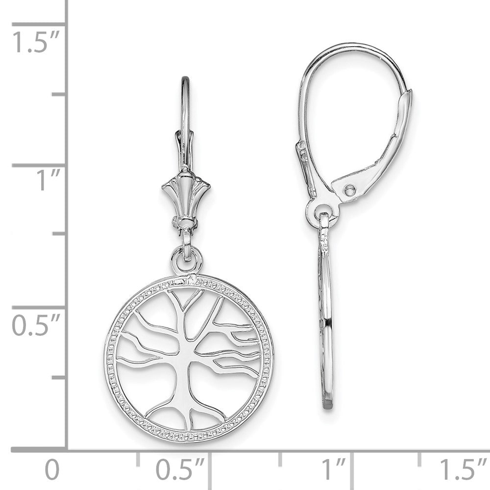 FJC Finejewelers 925 Sterling Silver Dangle Polished Tree of Life in Circle Leverback Earrings 32 x 15 mm