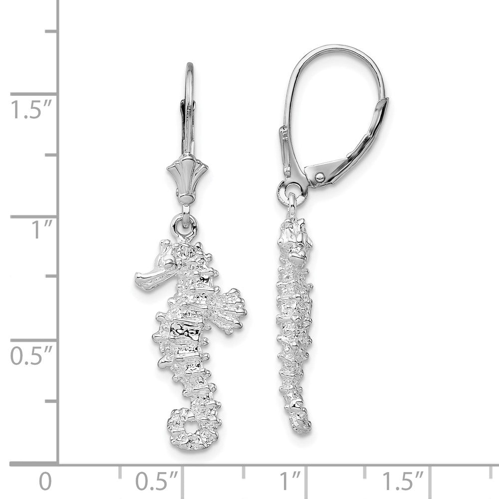FJC Finejewelers 925 Sterling Silver Dangle Polished 3D Seahorse Leverback Earrings 40 x 12 mm