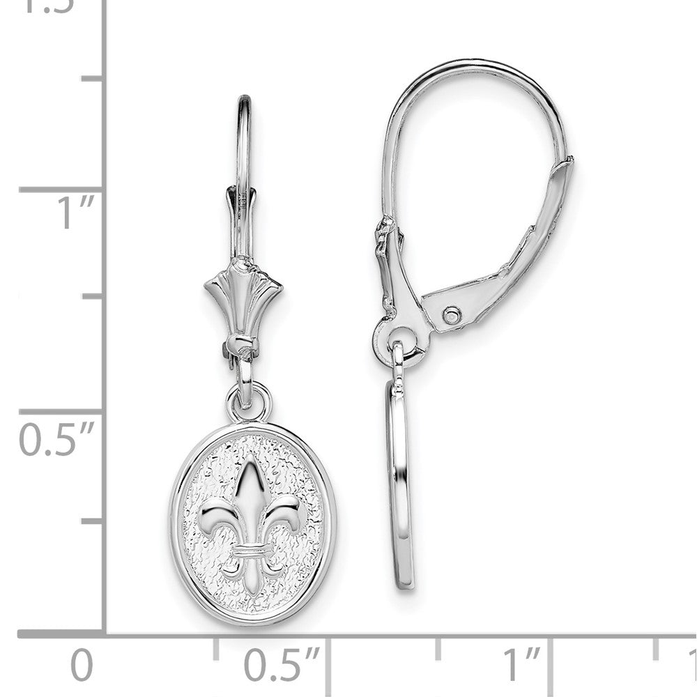 FJC Finejewelers 925 Sterling Silver Dangle Polished Mini Fleur de Lis Oval Leverback Earrings 30 mm
