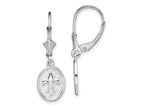 FJC Finejewelers 925 Sterling Silver Dangle Polished Mini Fleur de Lis Oval Leverback Earrings 30 mm