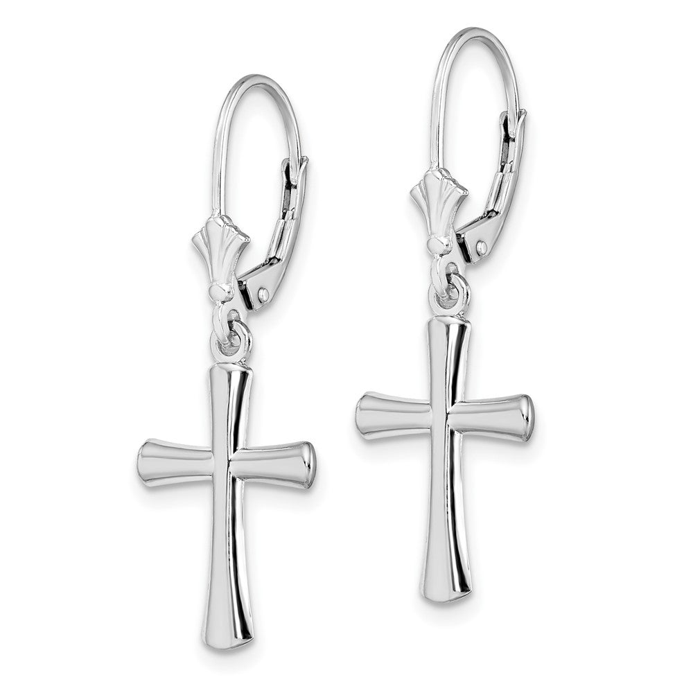 FJC Finejewelers 925 Sterling Silver Dangle Polished Beveled Latin Cross Leverback Earrings 34 mm