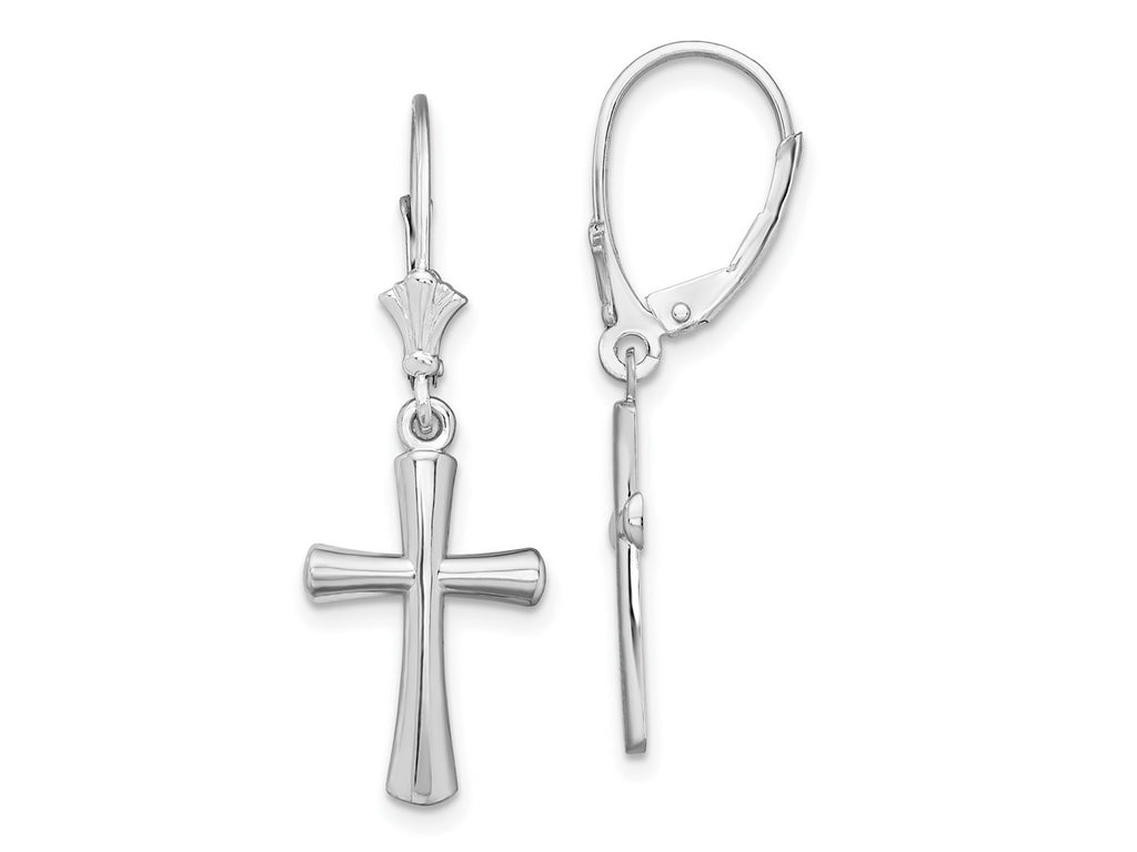 FJC Finejewelers 925 Sterling Silver Dangle Polished Beveled Latin Cross Leverback Earrings 34 mm