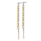 FJC Finejewelers 925 Sterling Silver Dangle  Rose and Yellow-tone Paperclip Link 3-strand Earri 69 x 2 mm
