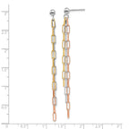 FJC Finejewelers 925 Sterling Silver Dangle  Rose and Yellow-tone Paperclip Link 3-strand Earri 69 x 2 mm