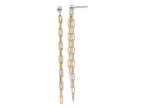 FJC Finejewelers 925 Sterling Silver Dangle  Rose and Yellow-tone Paperclip Link 3-strand Earri 69 x 2 mm