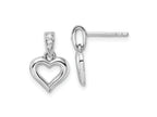 FJC Finejewelers 925 Sterling Silver Polished CZ Heart Post Dangle Earrings 14 mm x 9 mm