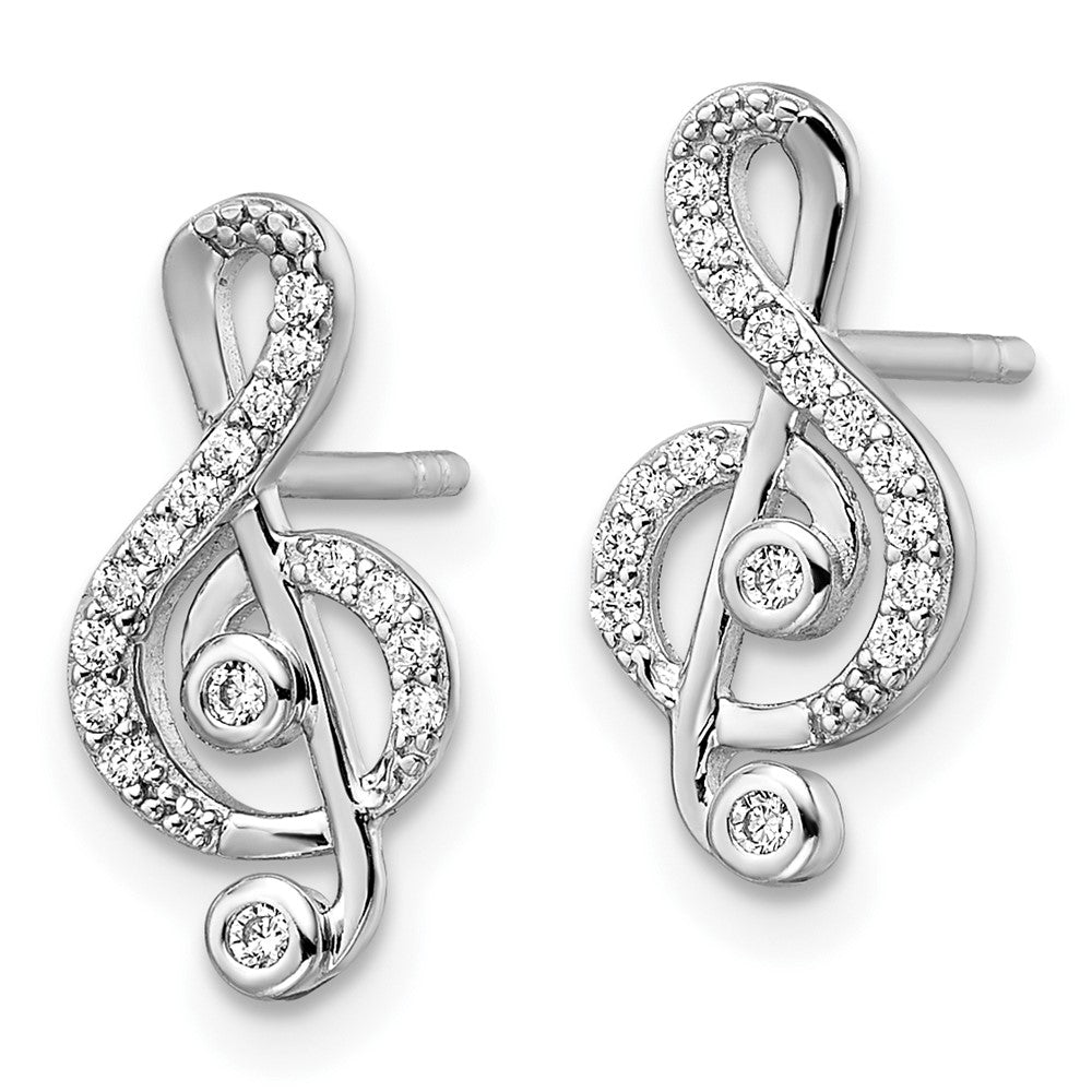FJC Finejewelers 925 Sterling Silver Dangle Rhodium Plated CZ Treble Clef Post Earrings 14 x 7 mm