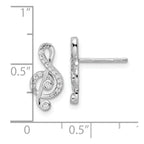 FJC Finejewelers 925 Sterling Silver Dangle Rhodium Plated CZ Treble Clef Post Earrings 14 x 7 mm