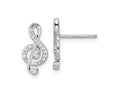 FJC Finejewelers 925 Sterling Silver Dangle Rhodium Plated CZ Treble Clef Post Earrings 14 x 7 mm