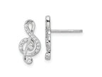 FJC Finejewelers 925 Sterling Silver Dangle Rhodium Plated CZ Treble Clef Post Earrings 14 x 7 mm